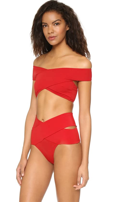 Red High Waist Bandeau Swimsuit Women Swim Suit Strapless Bathing Suit Mujer Short Bikini Sexy