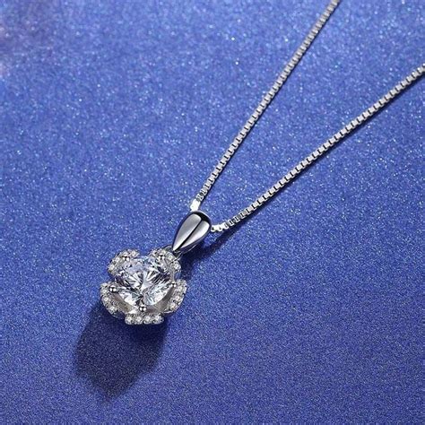 Carat Moissanite Pendant Necklace Free Chain Sterling Etsy