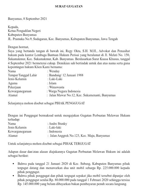 Contoh Surat Gugatan Pencemaran Nama Baik Dan Cara Lapornya