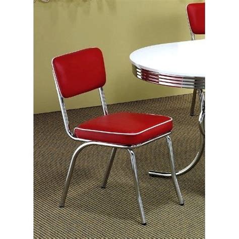 Set Of 2 Retro Nostalgic Style Red Finish Dining Chairs Retro Dining