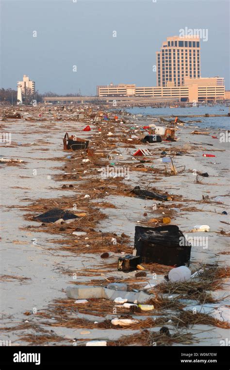 Debris Left By Receding Waters On The Beach In Biloxi Ms On September