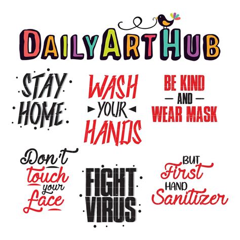 Quarantine Warning Typography Clip Art Set Daily Art Hub Graphics