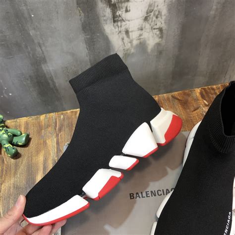 Balenciaga Speed Clear Sole Replica Trainer Black White Red Sole