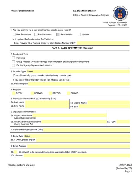 Owcp Fillable Form Printable Forms Free Online