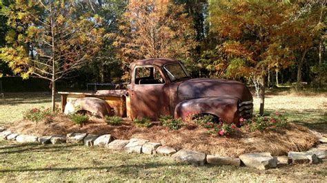 Old Rusty Truck Flower Bed Rustyrustytrucktruckflowerbed Lawn Art