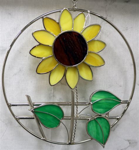 Stained Glass Sunflower Suncatcher On Ring Summer T Idea Etsy