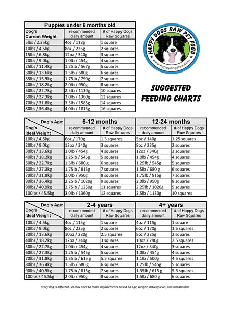 Printable Dog Feeding Chart