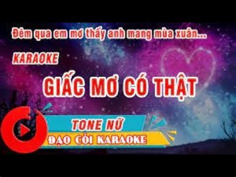 GIẤC MƠ CÓ THẬT KARAOKE TONE NỮ BEAT CHUẨN YouTube