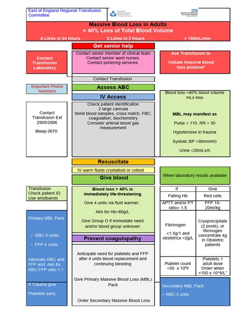 Massive Blood Loss Protocol Adult Pdf Blood Transfusion Blood