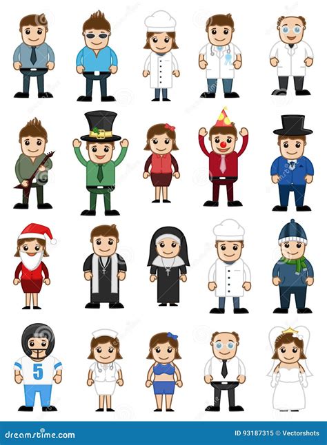 Set Of Cartoon Characters Of Different Professions Royalty-Free Stock ...