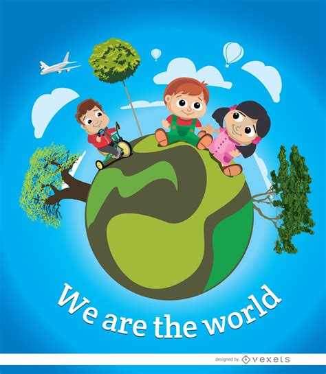 Kids World Earth Poster Vector Download