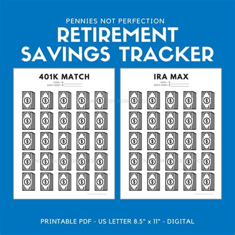 Retirement Savings Tracker Printables Bundle 401k Roth Ira Etsy