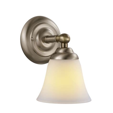 Hampton Bay Bliss Satin Nickel Wall Sconce With Antique Brass Accents