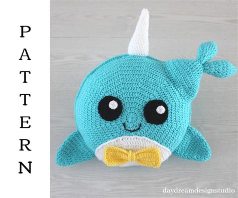 Crochet Narwhal Pillow Pattern Crochet Whale Pillow Pattern Etsy