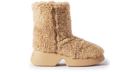 loewe shearling platform boots  natural  men lyst