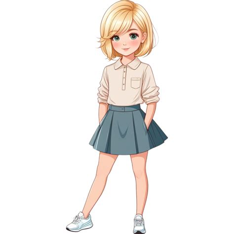 Cute Blonde Girl With Elegant Haircut AI Generative PNG