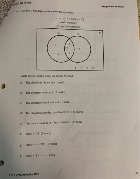 Solved Unt Set Theory Assignment Booklet 1 6 Use The Venn