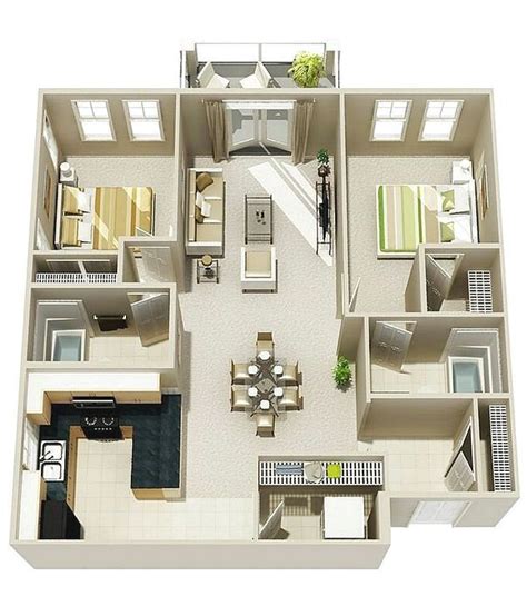 Denah Rumah 2 Kamar 3d - 56+ Koleksi Gambar