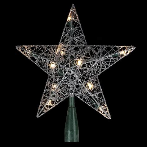 Northlight 9 Lighted Silver Wire Star Christmas Tree Topper Clear Led