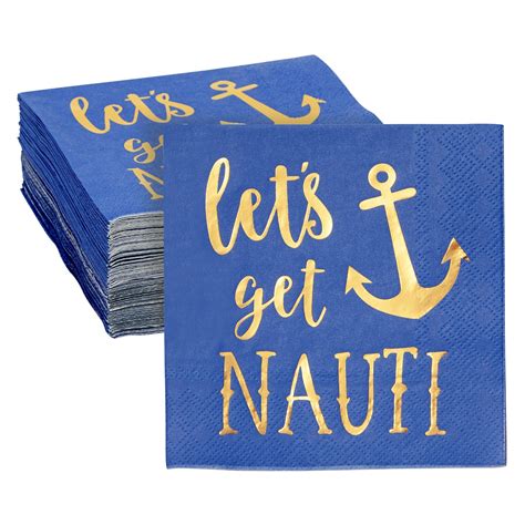 Pack Blue Nautical Napkins For Let S Get Nauti Bachelorette Party