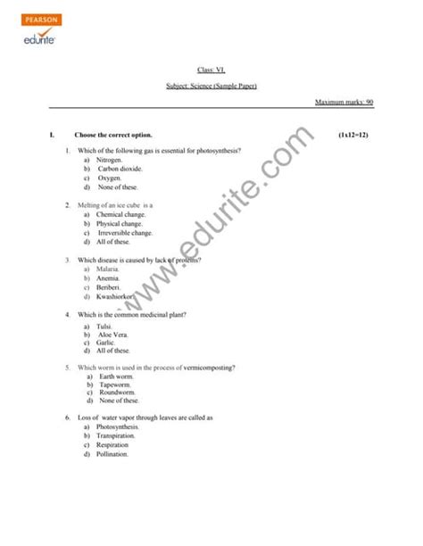 Class 6 Cbse Science Sample Paper Model 2 Pdf