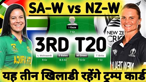 Sa W Vs Nz W Dream11 Prediction Sa W Vs Nz W T20 Dream11 Prediction Sa W Vs Nz W 1st T20