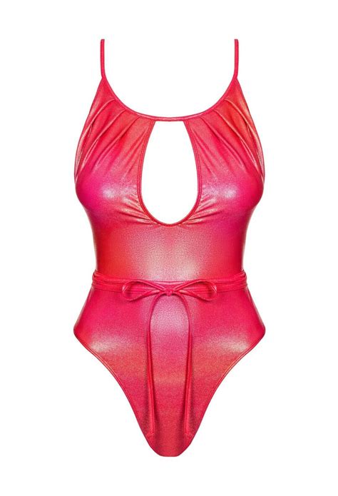 Obsessive Badeanzug Rot Taillenband Swimsuit Bikini Glanz Wetlook Monokini Gogo Ebay