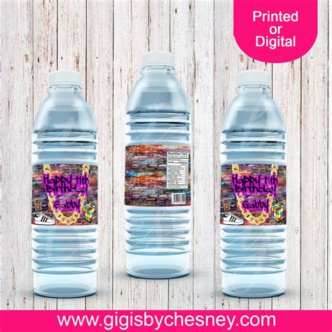 80s 90s Water Bottle Labels Hip Hop Party Custom Water Etsy