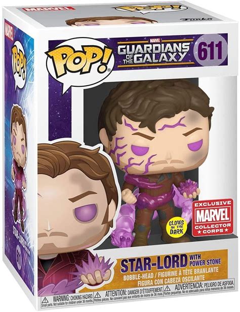 Funko Pop Marvel Star Lord Vinyl Figure With Power Stone Glow In The