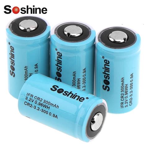 4pcs Lot Soshine Ifr Cr2 Rechargable Battery 3 2v 300mah Lifepo4 Cr 2