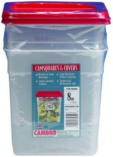 Cambro Set Of 2 Square Food Storage Containers With Lids 8