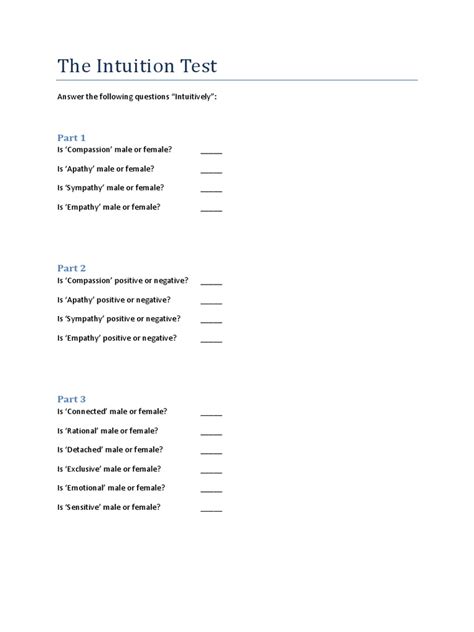 The Intuition Test | PDF