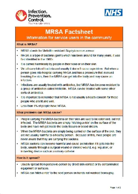 Mrsa Factsheet Information For Service Users In The Community