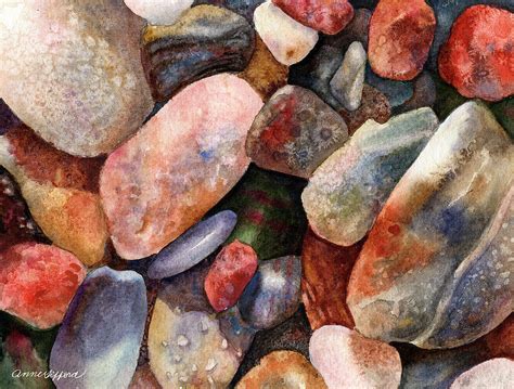 River Rocks Painting By Anne Ford