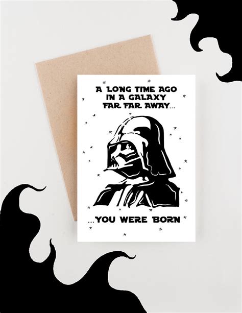 Star Wars Inspired Birthday Card Funny Darth Vader Pop Culture Greeting