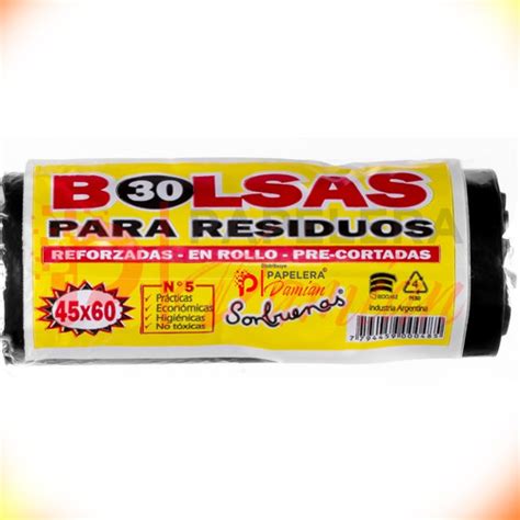 Bolsas Residuo Negras 45 X 60 Grandes Reforzadas Rollo 30u En Venta