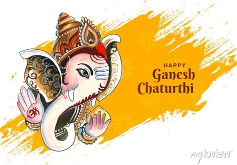 Beautiful Lord Ganesha Watercolor For Ganesh Chaturthi Card Wall