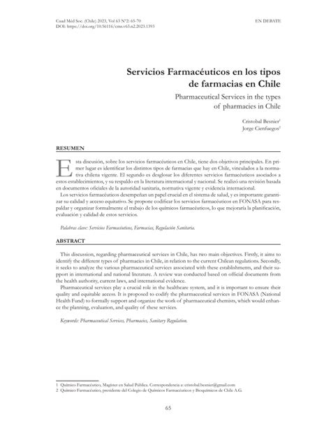 PDF Servicios Farmacéuticos en los tipos de farmacias en Chile