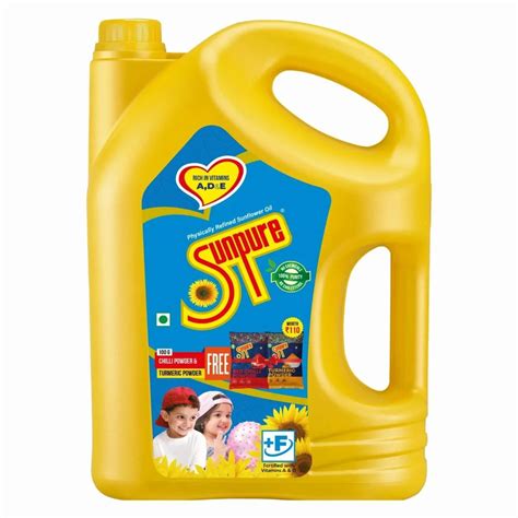 Sunpure Refined Sunflower Oil Packaging Type Can Packaging Size 5