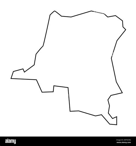 Democratic Republic Of The Congo Country Thin Black Outline Silhouette