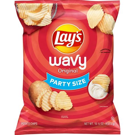 Lay's Wavy Potato Chips, Original, Party Size, 15.25 oz - Walmart.com ...