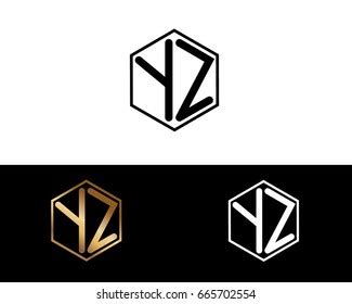 Yz Letters Linked Hexagon Shape Logo Stock Vector Royalty Free