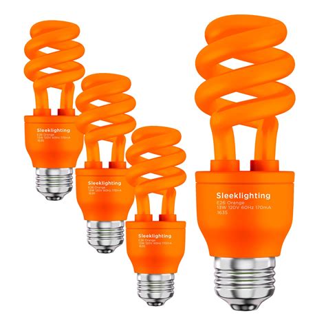 Sleeklighting Watt Orange Spiral Cfl Light Bulb Ul Approved