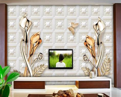 Custom Wallpaper 3D Stereo Photo Murals Embossed Jewelry Calla Lily