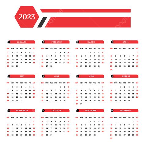 Calendario Negro Y Rojo 2023 Con Forma Geometrica Png Calendario 2023 Calendario 2023 Png Y