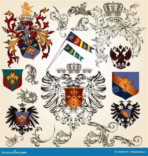 Collection Of Vector Heraldic Elements For Design Stock Vector