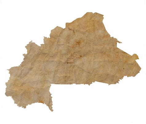 Map Of Burkina Faso On Old Brown Grunge Paper Stock Illustration