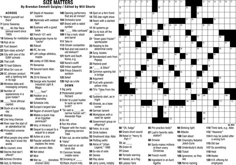 Printable Nyt Sunday Crossword Puzzles Printable Jd