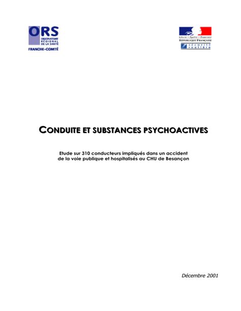 Conduite Et Substances Psychoactives DREAL Franche