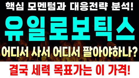 [주식]유일로보틱스 주가전망과 대응전략 반드시 확인하세요 가격 전략 모두 오픈합니다 매수가 목표가 손절가 Youtube